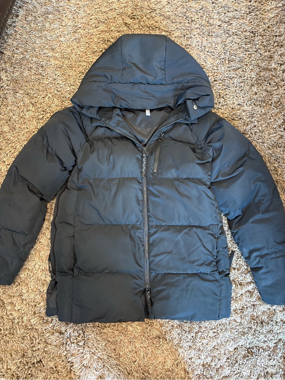 Fabletics Black Women’s Puffer Coat XXS Side Zipper